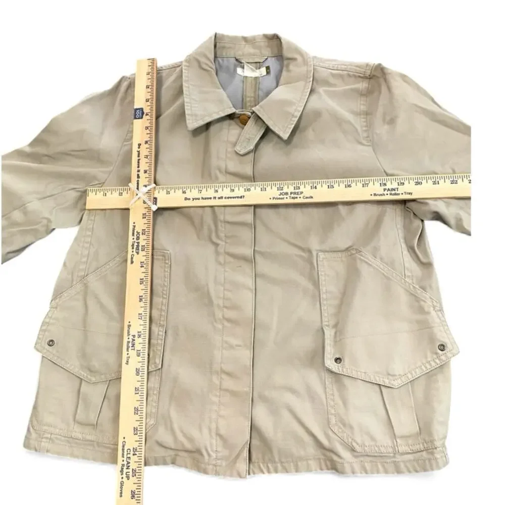 J. Crew Wallace & Barnes Utility Jacket Men's XL Khaki Tan Cotton Zip Up Snaps